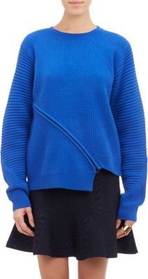 Opening Ceremony Felted Wool Diagonal-Zip Sweater