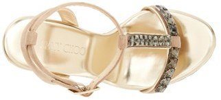 Jimmy Choo 'Naima' Jeweled T-Strap Wedge Sandal (Women)