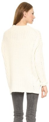 Nili Lotan 18-8 Oversized Mock Neck Ribbed Sweater