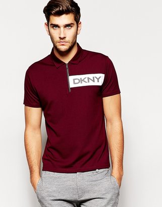DKNY Logo Zip Polo Shirt