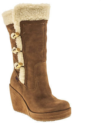 Rocket Dog Biddy Womens Tan Suede Wedges Casual Calf Boots