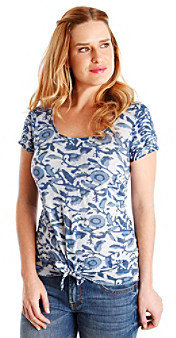 Lucky Brand Flower Power Tie Front Top