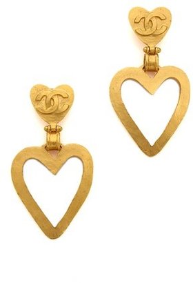 WGACA What Goes Around Comes Around Vintage Chanel Heart Clip On Earrings