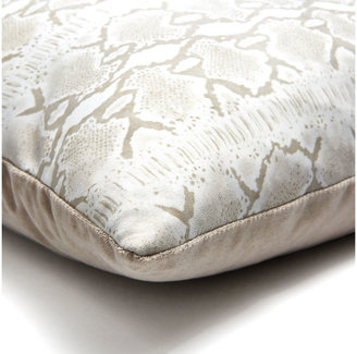 Le-Coterie Reptile 18x18 Suede Pillow, White/Gray