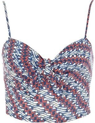 River Island Blue abstract print bow front bralet