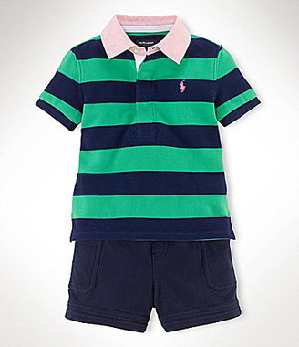 Ralph Lauren Childrenswear 9-24 Months Striped Rugby Shirt & Shorts Set