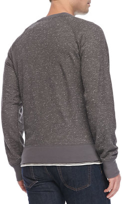 Billy Reid Flecked Crewneck Sweatshirt, Light Gray