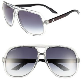 Gucci Vintage Inspired Stripe 63mm Aviator Sunglasses