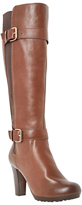 Dune Social Knee-High Leather Buckle Detail Boots