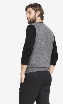 Express Color Block Merino Wool V-Neck Sweater