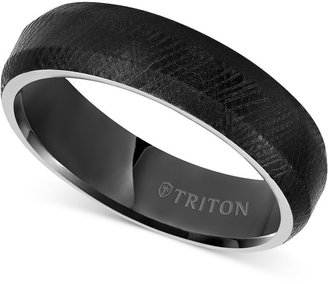 Triton Men's Black Tungsten Ring, 6mm Comfort Fit Florentine Finish Wedding Band