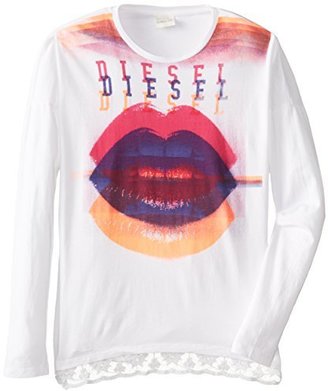 Diesel Big Girls' Tsemy Long-Sleeve Jersey and Lace T-Shirt