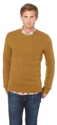 J by Jasper Conran Big and tall designer mustard plain wool blend crew neck jumper