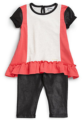 DKNY Infant's Two-Piece Peplum Top & Leggings Set