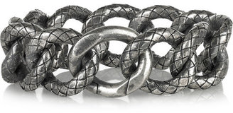 Bottega Veneta Intrecciato oxidized silver chain bracelet