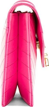 Saint Laurent Hot Pink Leather Quilted Envelope Clutch