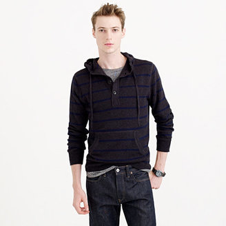 J.Crew Cotton-cashmere hoodie in charcoal stripe