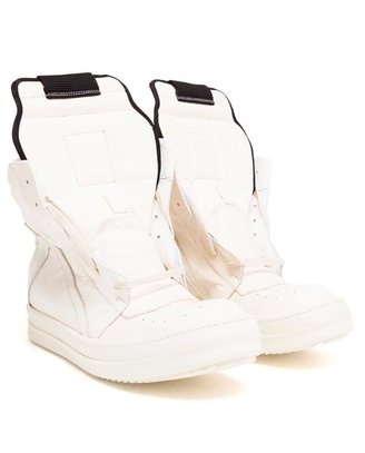 Rick Owens Unisex Cracked Leather Hi-top Boots