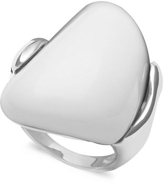 Sterling Silver Ring, White Agate Ring (18-26mm)