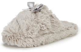 Sorbet Pippy Fluffy Bow Front Slipper Mules - Grey