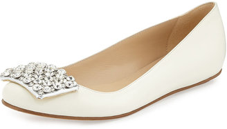 Kate Spade Brilliant Jewel-Toe Ballerina Flat, Cream