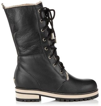 Jimmy Choo Dalton Black Leather and Shearling Lined Boots