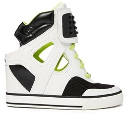DKNY Gracie Cut Out Leather Wedge Trainers