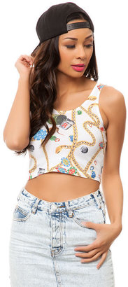 Rook The High Roller Crop Top in White (Exclusive)