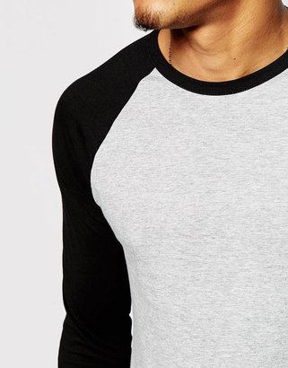 ASOS 3/4 Sleeve T-Shirt With Contrast Raglan Sleeves