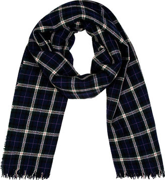 Etoile Isabel Marant Navy & Green Tartan Wool Alban Blanket Scarf
