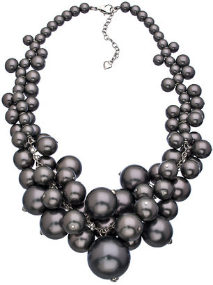 Carolee A Pearl Affair Pewter and Silver Cluster Necklace