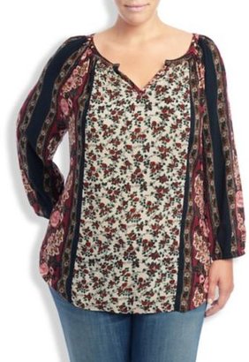Lucky Brand Floral Scarf Print Top