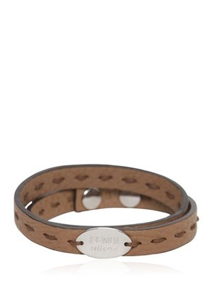 Fendi Selleria Leather Two Row Bracelet