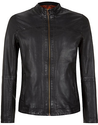 BOSS ORANGE Classic Leather Biker Jacket