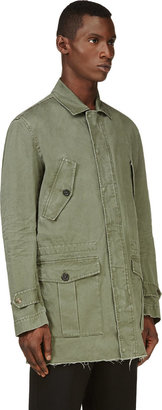DSQUARED2 Green Twill Military Cargo Coat