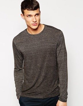 DKNY Long Sleeve T-Shirt In Textured Print - Brown