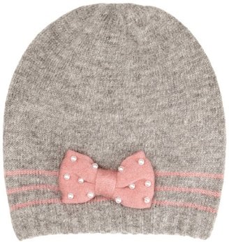 Alice Hannah Stripes with Pearl Bow Women's Beanie