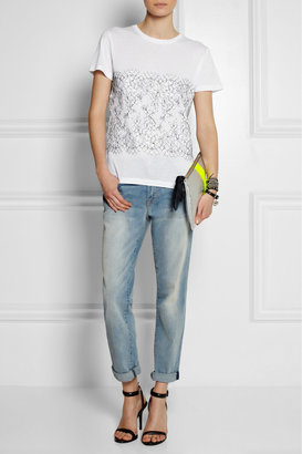 Christopher Kane Lace-appliquéd cotton and cashmere-blend T-shirt