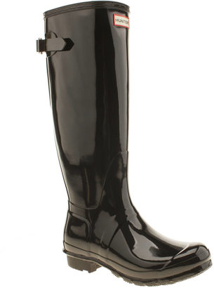 Hunter Womens Black Original Back Adjust Gloss Boots