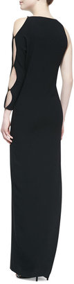 Halston One-Sleeve Gown With Cutout Detail