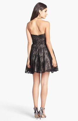 Sean Collection Embellished Lace Strapless Fit & Flare Dress
