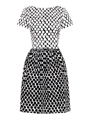 Oscar de la Renta Contrast polka-dot print dress