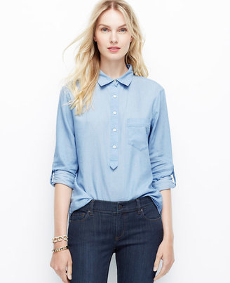 Ann Taylor LS Chambray Popover