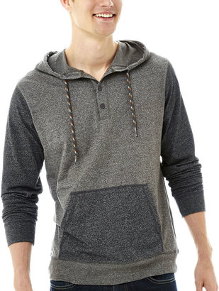 JCPenney Retrofit Pullover Henley Hoodie with Contrasting Pocket