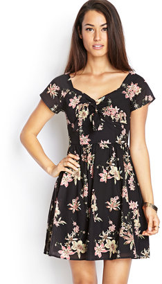Forever 21 CONTEMPORARY Retro Knotted Floral Dress