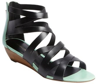 Rebecca Minkoff black and mint leather strappy rear zip 'Bonnie' sandals