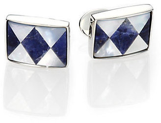 David Donahue Sterling Silver, Sodalite & Mother Of Pearl Cuff Links