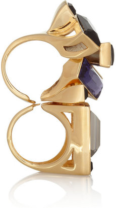 Etro Gold-plated Swarovski crystal two-finger ring