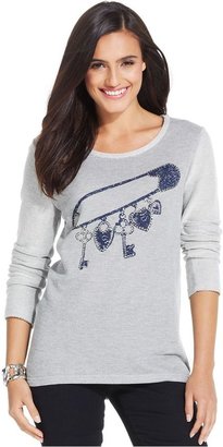 Style&Co. Safety Pin-Print Embellished Top