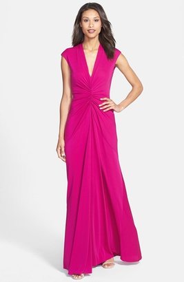 Nicole Miller Ruched Jersey A-Line Gown